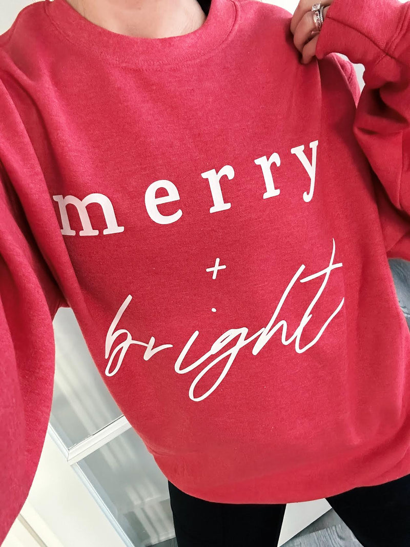Merry + Bright Script © Pocket Print Unisex Crewneck Sweatshirt