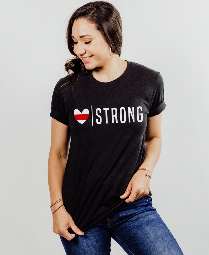 Heart Strong © Unisex Top (Thin Red Line) // Black Heather