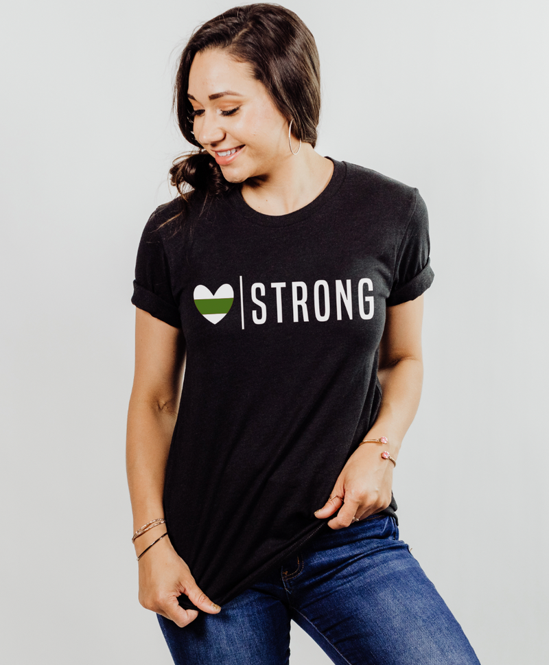 Heart Strong © Unisex Top (Thin Green Line) // Black Heather