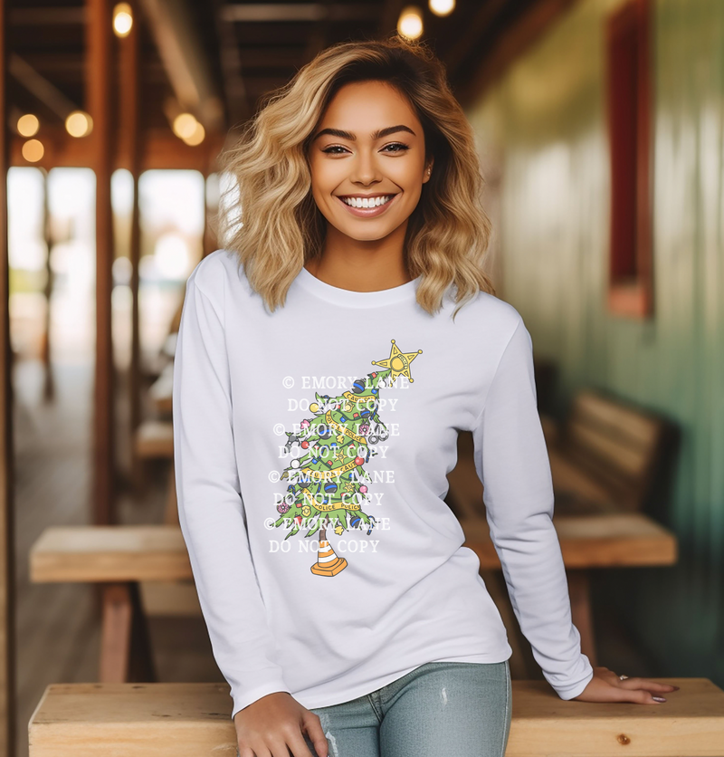 Law Enforcement Whimsy Christmas Tree  © Unisex Long Sleeve Tee