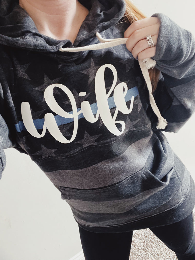 LIMITED EDITION Wife Script © Stars & Stripes Unisex Pullover Hoodie // FINAL SALE