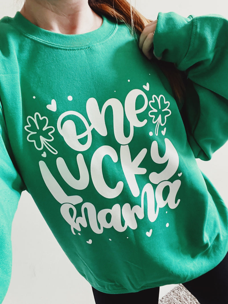 One Lucky Mama © Unisex Crewneck Sweatshirt (Kelly Green)