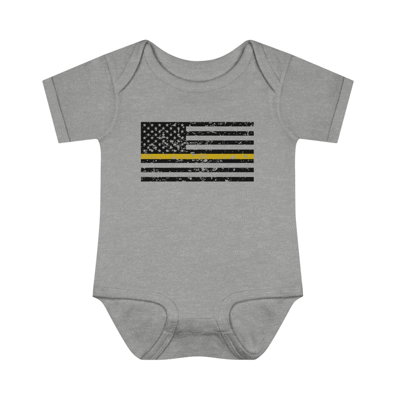 Standard Distressed Flag © Infant Bodysuit (Thin Gold Line)