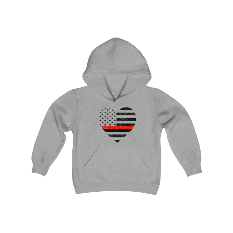 Grunge Heart Flag © Youth Hoodie (Thin Red Line)
