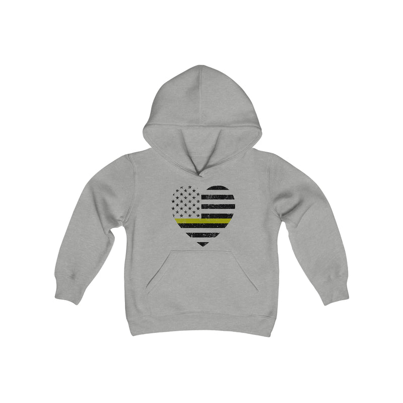 Grunge Heart Flag © Youth Hoodie (Thin Gold Line)