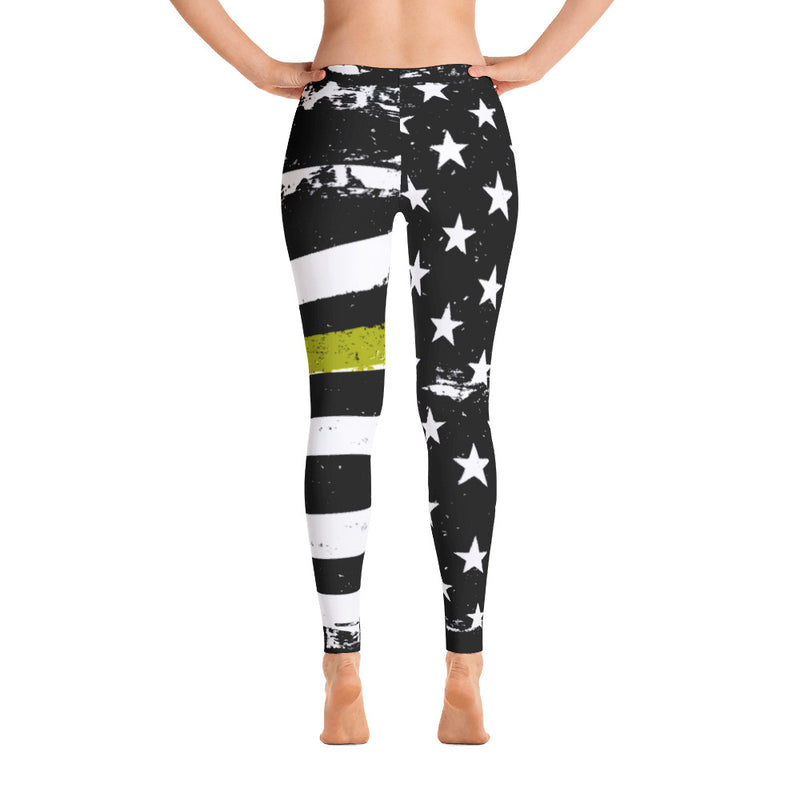 Thin Gold Line Distressed Stars and Stripes Leggings