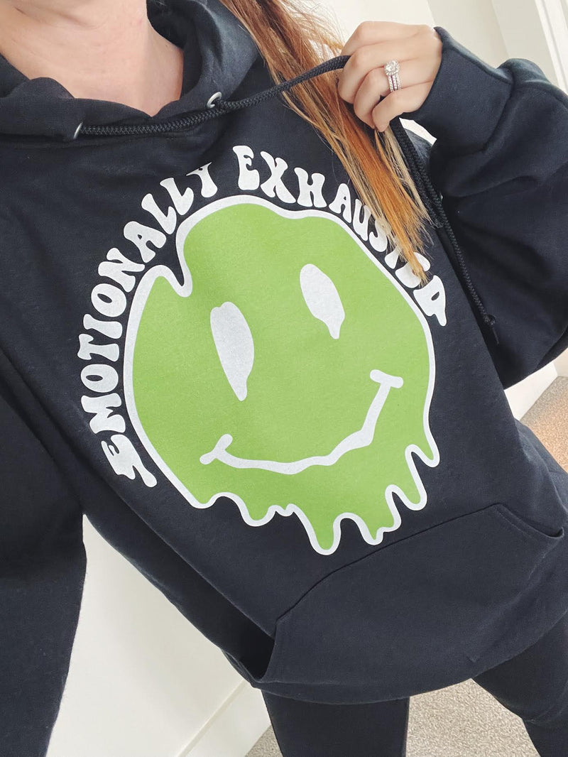 Emotionally Exhausted © Unisex Hoodie (Lime Green +Black)