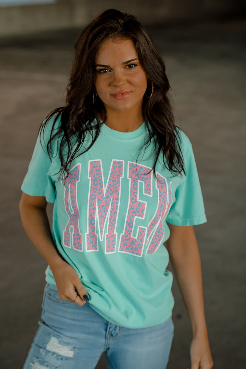 AMEN Leopard Pastel © Comfort Colors Tee // FINAL SALE