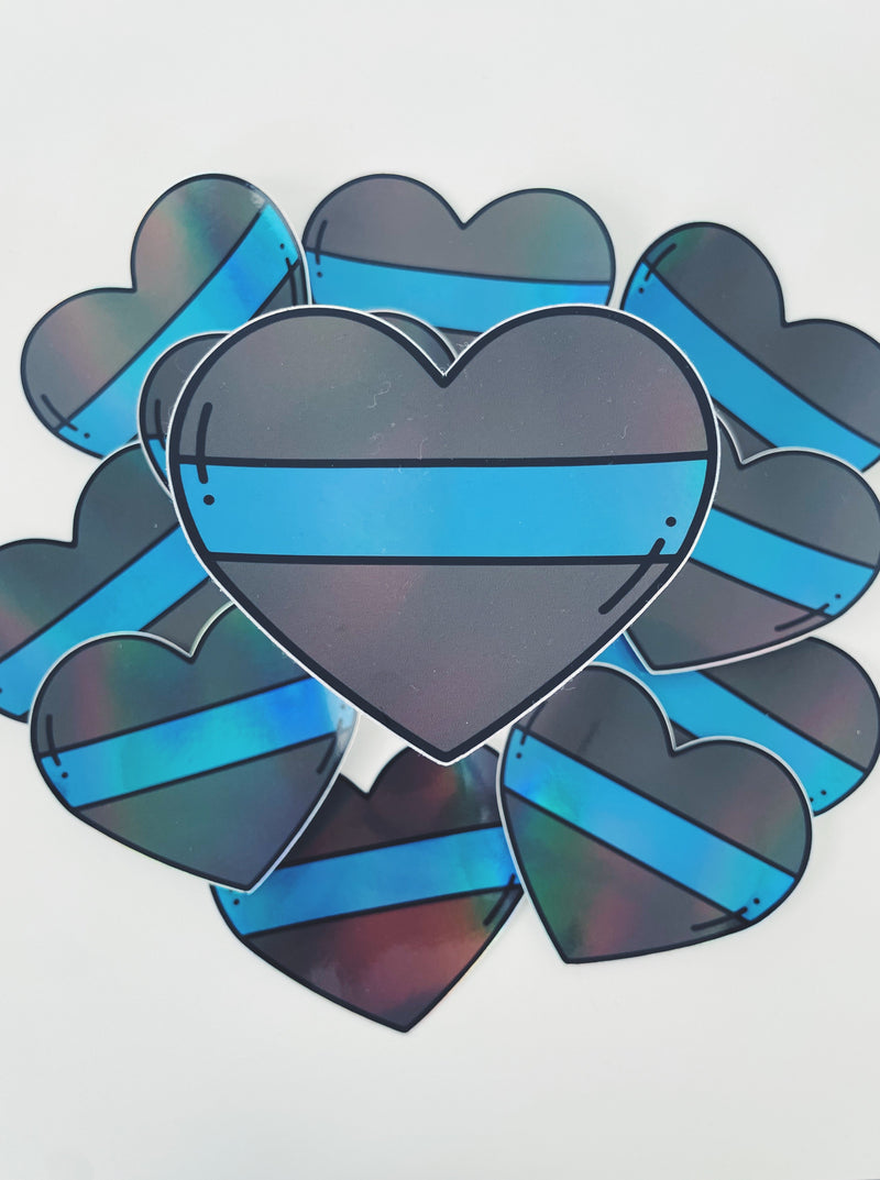 Simple Heart (Thin Blue Line) © Holographic Printed Decal