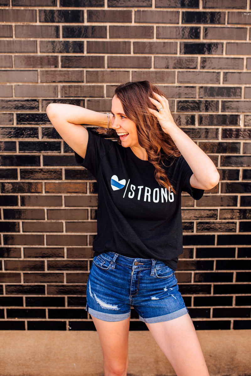 Heart Strong © Unisex Top (Thin Blue Line) // Black Heather