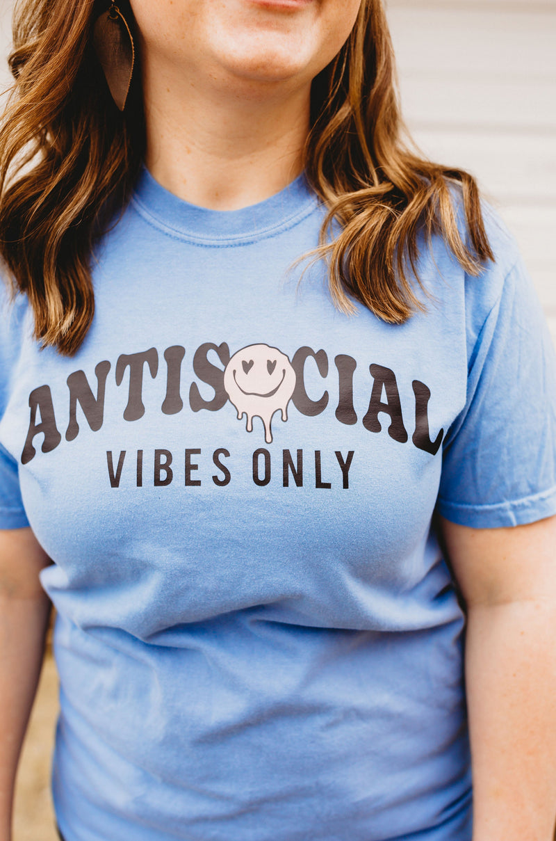 Anti-Social Vibes Only © Comfort Colors Tee (Washed Denim)