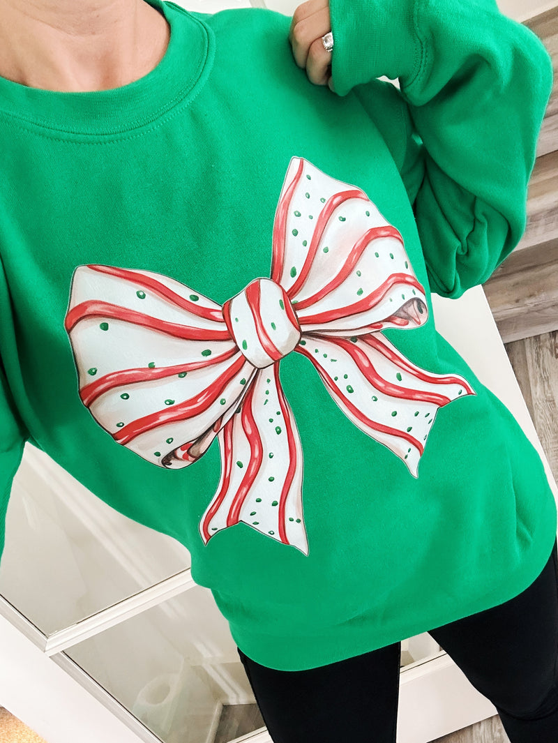 Christmas Tree Cake Bow Unisex Crewneck Sweatshirt