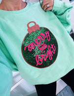 Merry and Bright Sequin Ornament Patch © Unisex Crewneck Sweatshirt // FINAL SALE