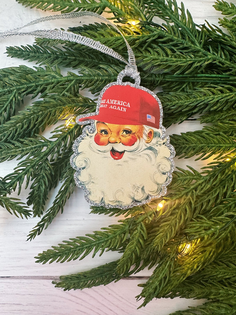 MAGA Santa Glitter Acrylic Ornament  // FINAL SALE