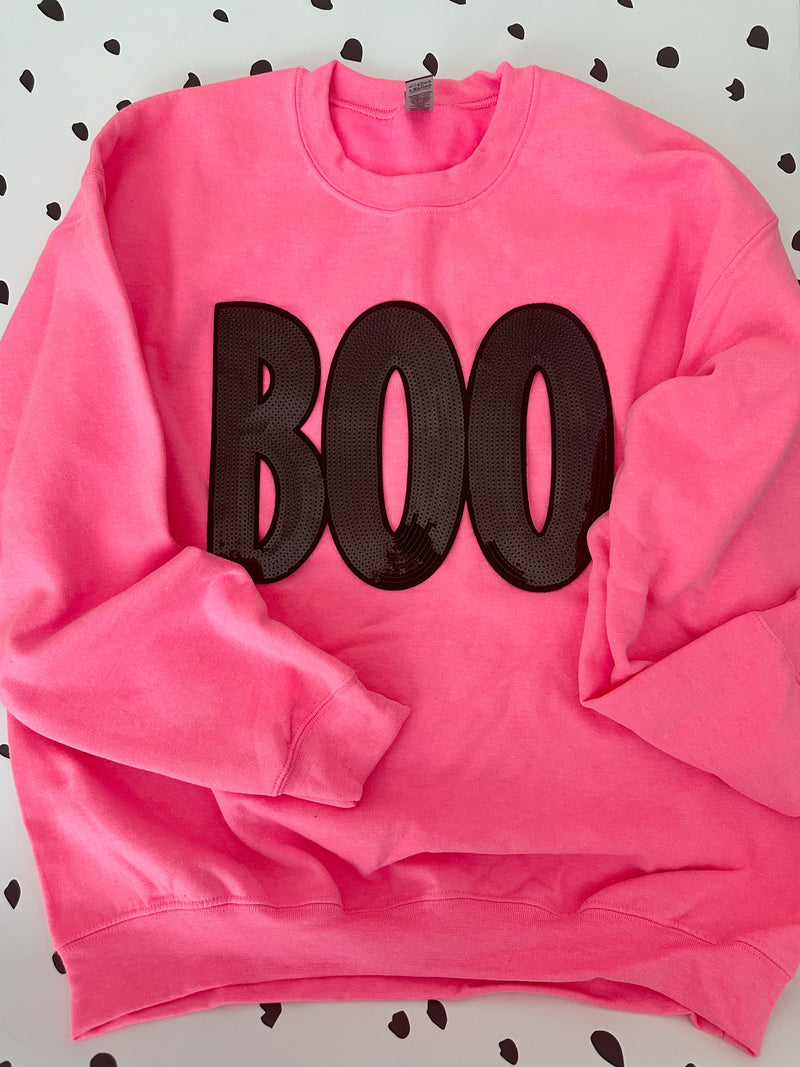 BOO Black Sequin Patch © Unisex Crewneck Sweatshirt // FINAL SALE