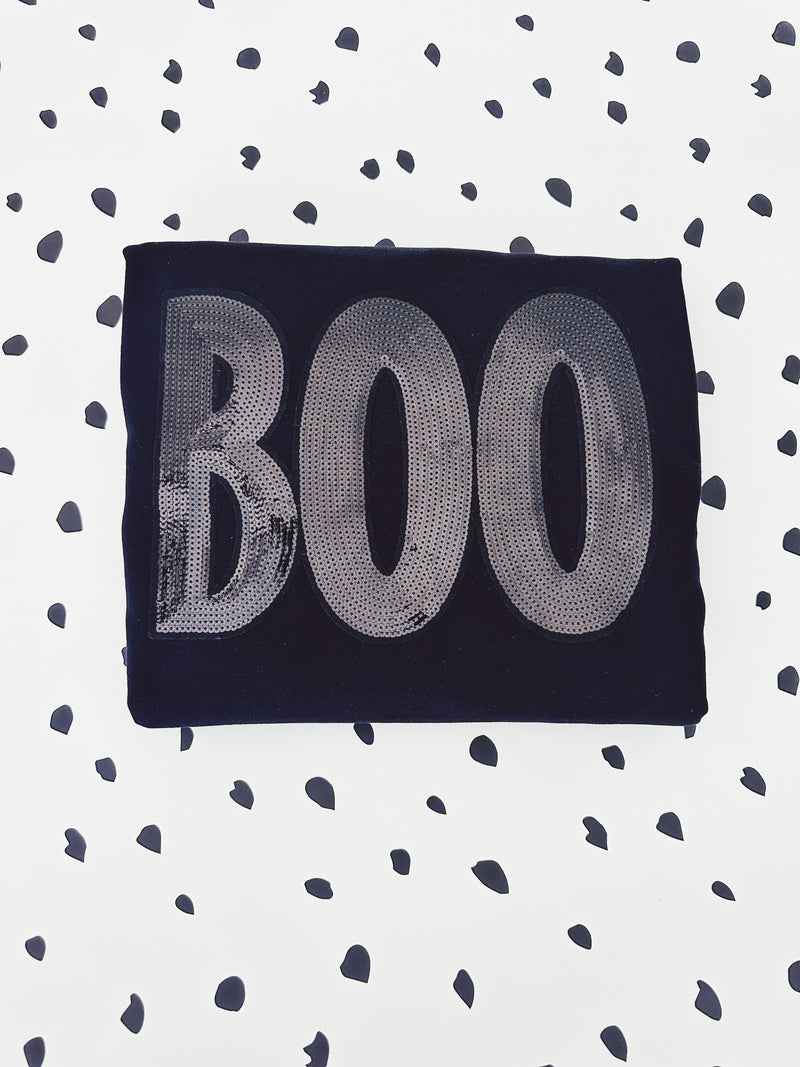 BOO Black Sequin Patch © Unisex Crewneck Sweatshirt // FINAL SALE