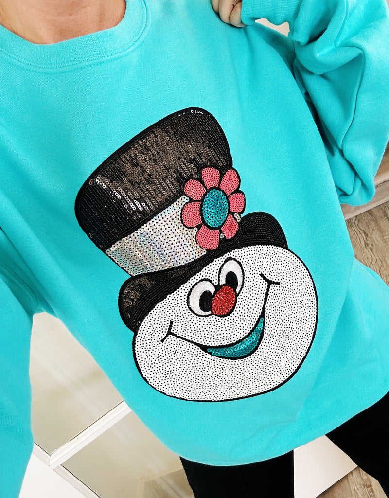 Jolliest Snowman Sequin Patch © Unisex Crewneck Sweatshirt // FLASH SALE