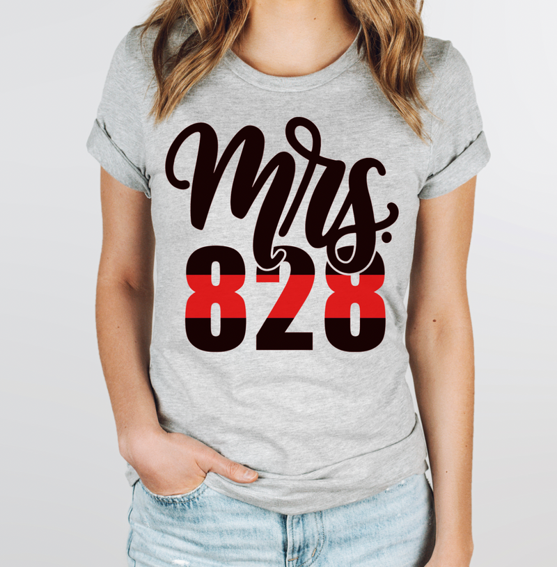 The ORIGINAL Mrs Badge Number © Unisex Tee (Thin Red Line) // FINAL SALE