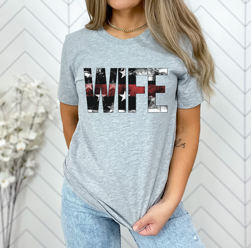 Distressed Wife Stars And Stripes © Unisex Top (Thin Red Line)