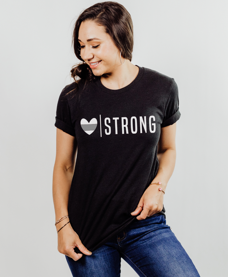 Heart Strong © Unisex Top (Thin Silver Line) // Black Heather