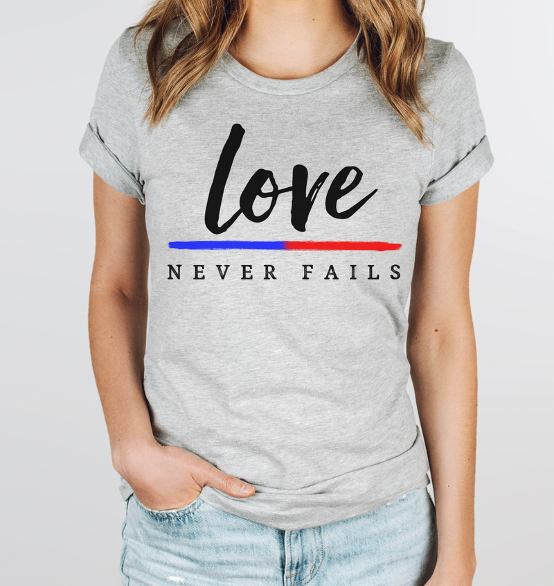 Love Never Fails © Unisex Top (Thin Blue / Red Line Duo)