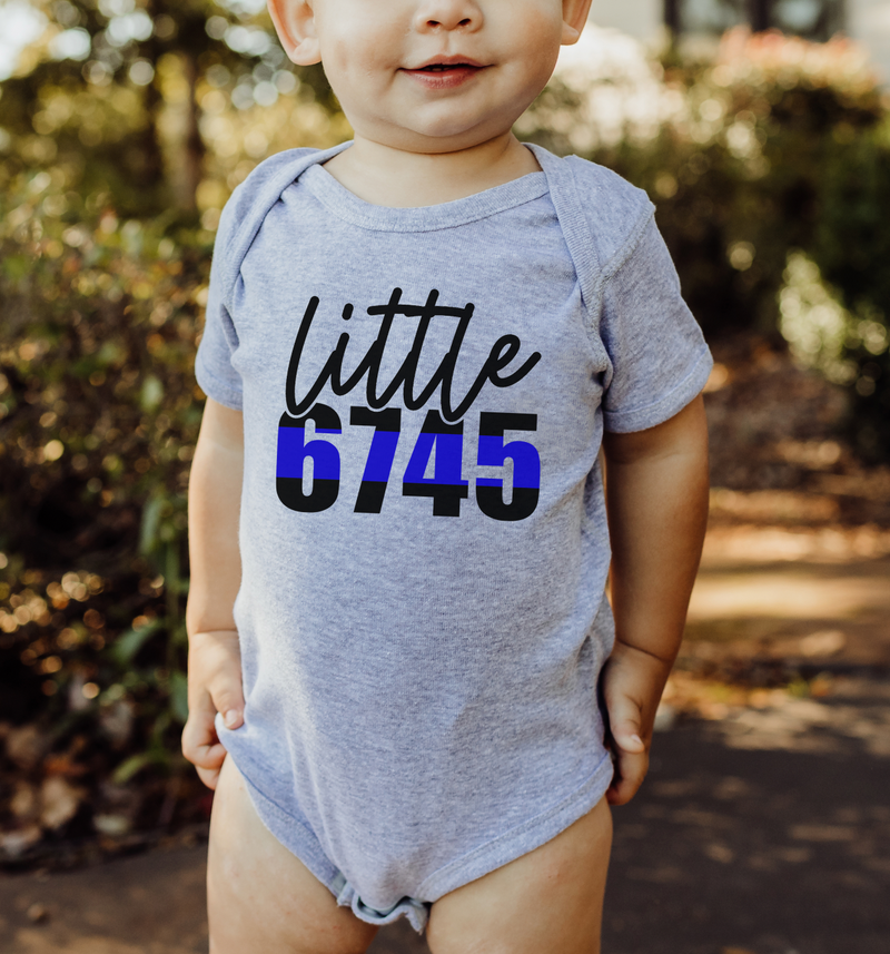 The ORIGINAL Little Badge Number © Infant Bodysuit (Thin Blue Line)