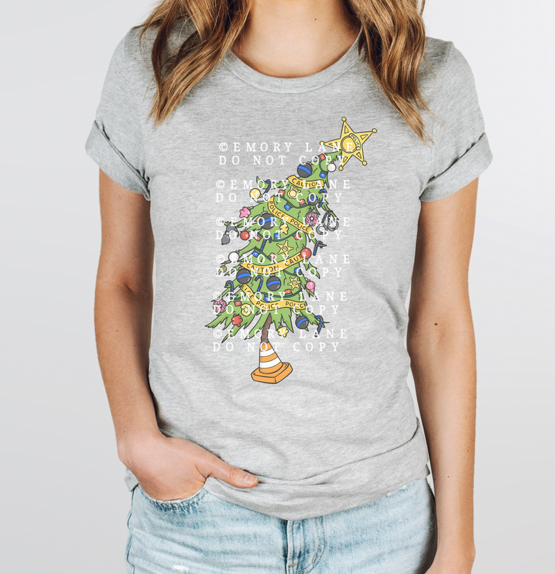 Law Enforcement Whimsy Christmas Tree © Unisex Top (Athletic Grey)