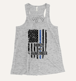 Honor and Remember © Ladies Flowy Racerback Tank (Thin Blue Line)