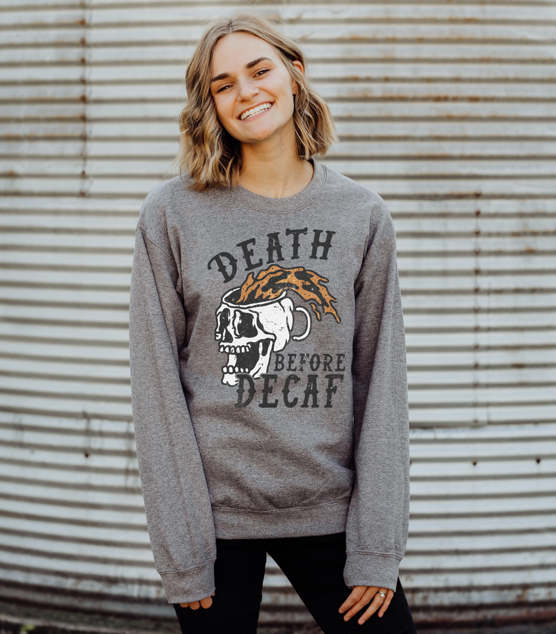 Death Before Decaf Skellie © Unisex Crewneck Sweatshirt