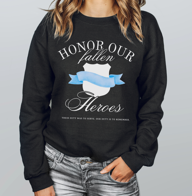 Honor Our Fallen Heroes © Unisex Crewneck Sweatshirt (Thin Blue Line)