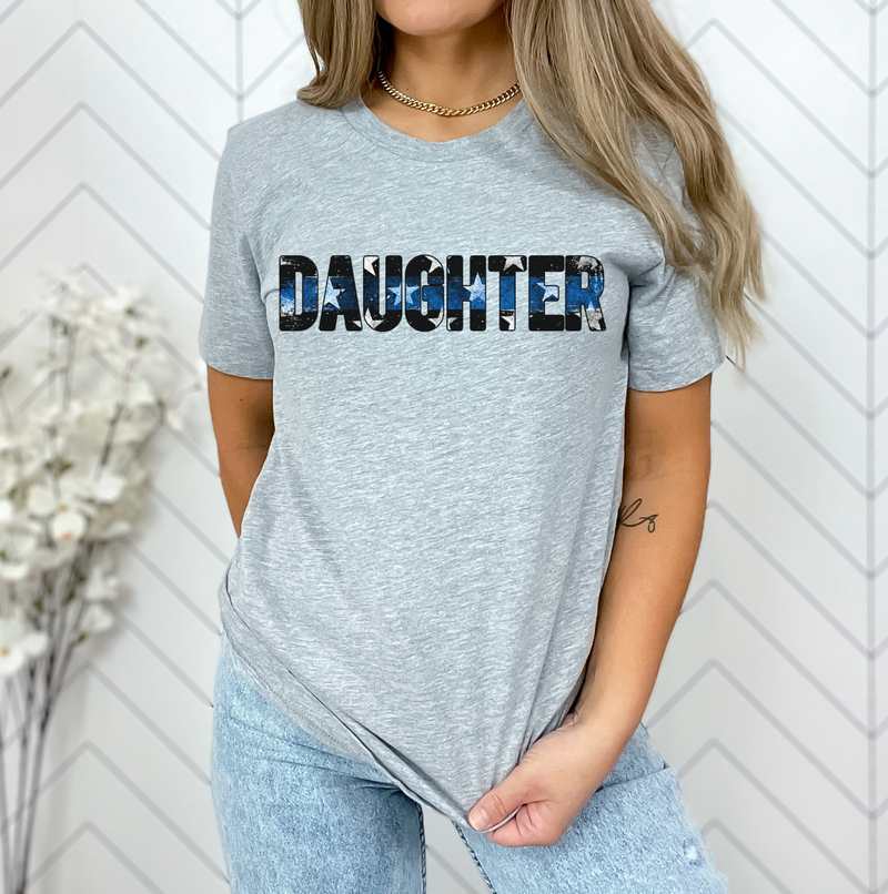 Distressed DAUGHTER Stars And Stripes © Unisex Top (Thin Blue Line)