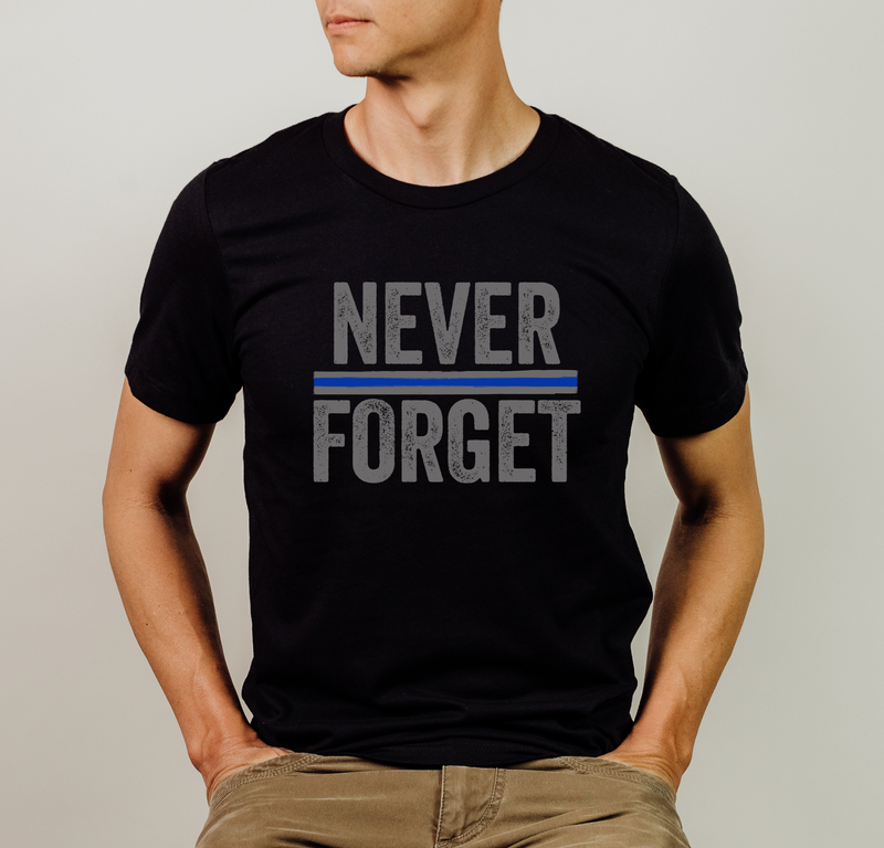Never Forget © Unisex Mens Top (Thin Blue Line)