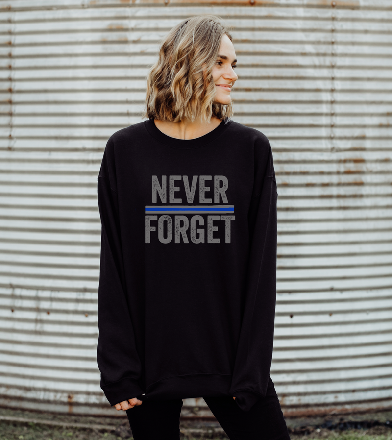 Never Forget © Unisex Crewneck Sweatshirt (Thin Blue Line)