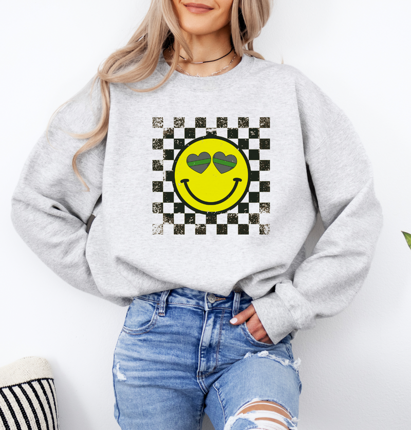 Smiley Heart Eyes (Thin Green Line) © Unisex Crewneck Sweatshirt