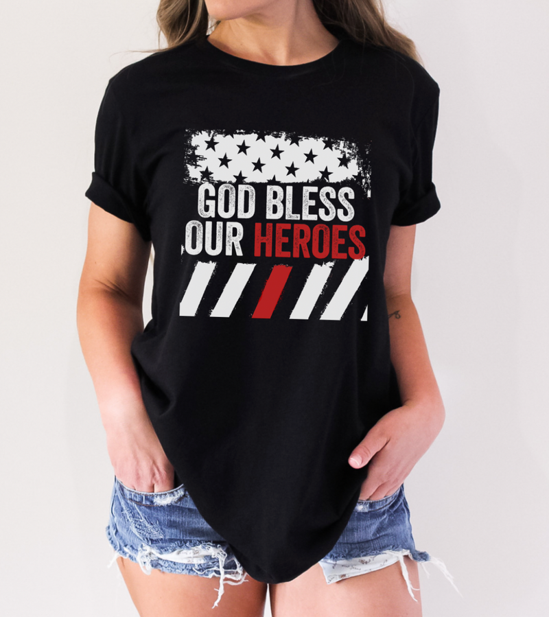 God Bless Our Heroes ©  Unisex Top (Thin Red Line)