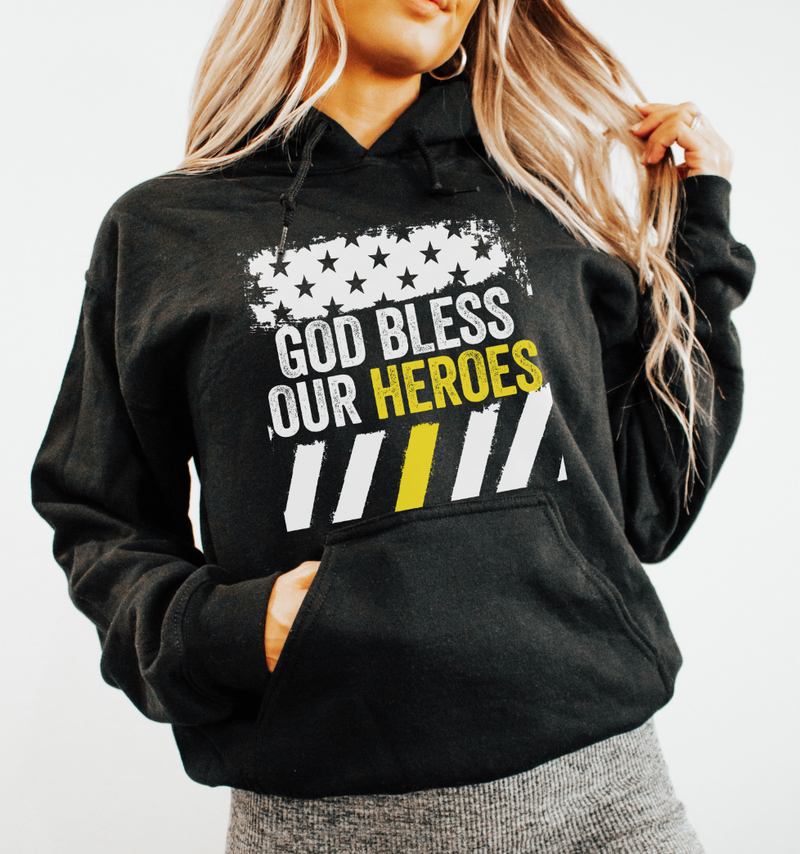 God Bless Our Heroes © Unisex Crewneck Sweatshirt (Thin Gold Line)