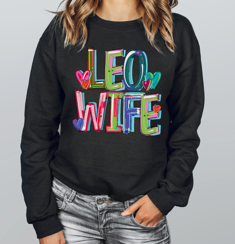 Brushstroke LEO WIFE © Unisex Crewneck Sweatshirt // FINAL SALE