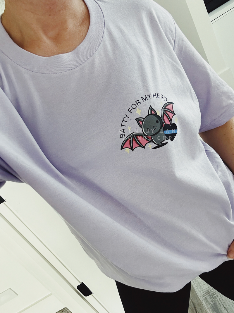 Batty For My Hero © Pocket Print Unisex Top // (Heather Lilac) FINAL SALE