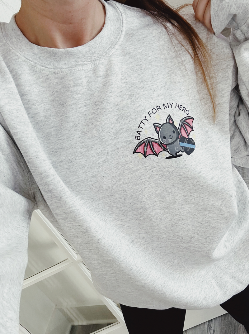 Batty For My Hero © Pocket Print Unisex Crewneck Sweatshirt // FINAL SALE