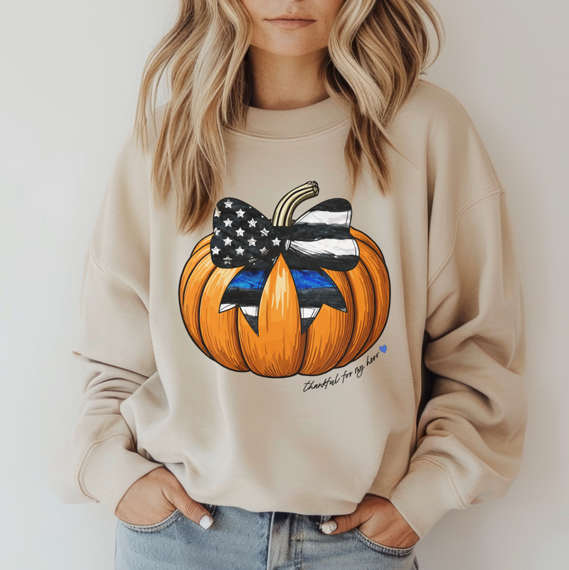 Thankful For My Hero Coquette Pumpkin (TBL) © Unisex Crewneck Sweatshirt