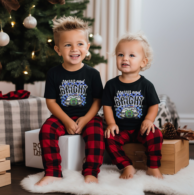 Merry + Bright Checkered POLICE © Youth Tee