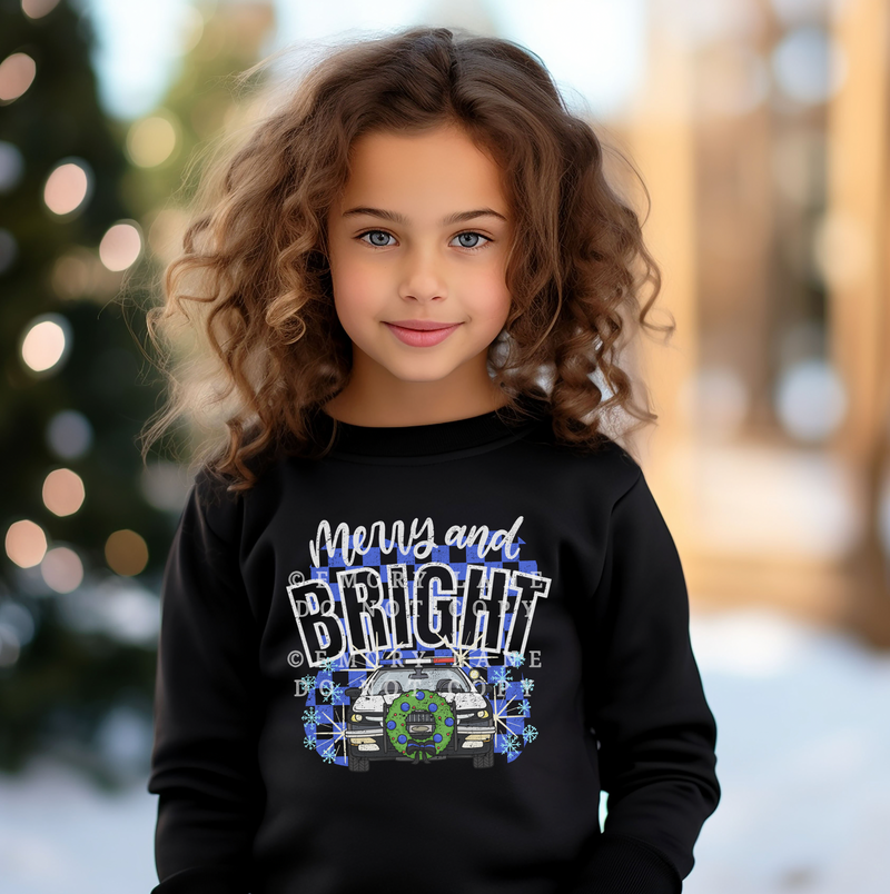 Merry + Bright Checkered POLICE © Youth Sweatshirt