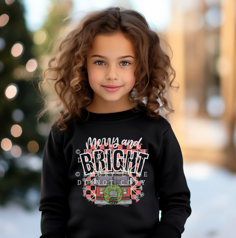 Merry + Bright Checkered FIRE © Youth Sweatshirt