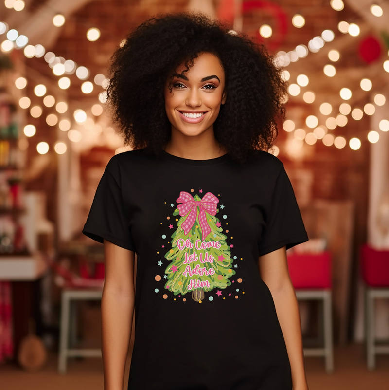 Oh Come Let Us Adore Him (Preppy Christmas Tree) Unisex Top