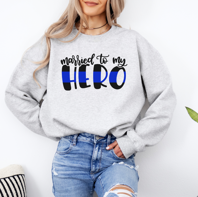 *RETIRING* Married To My Hero © Unisex Crewneck Sweatshirt // FINAL SALE