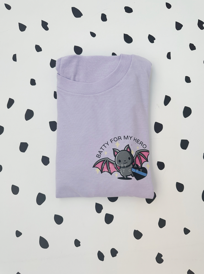 Batty For My Hero © Pocket Print Unisex Top // (Heather Lilac) FINAL SALE