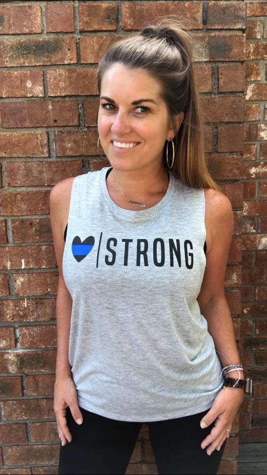 Heart Strong © (Thin Blue Line) Ladies Flowy Muscle Tank
