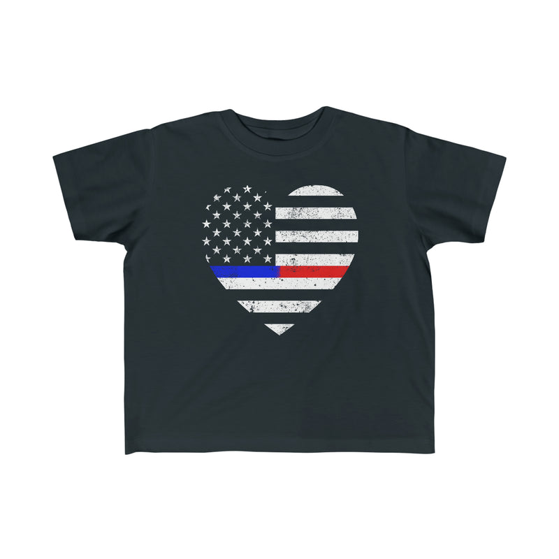 Grunge Heart Flag © Toddler Tee (Thin Blue / Thin Red Line Duo)