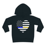 Grunge Heart Flag © Toddler Pullover Fleece Hoodie (Thin Blue / Thin Gold Line Duo)