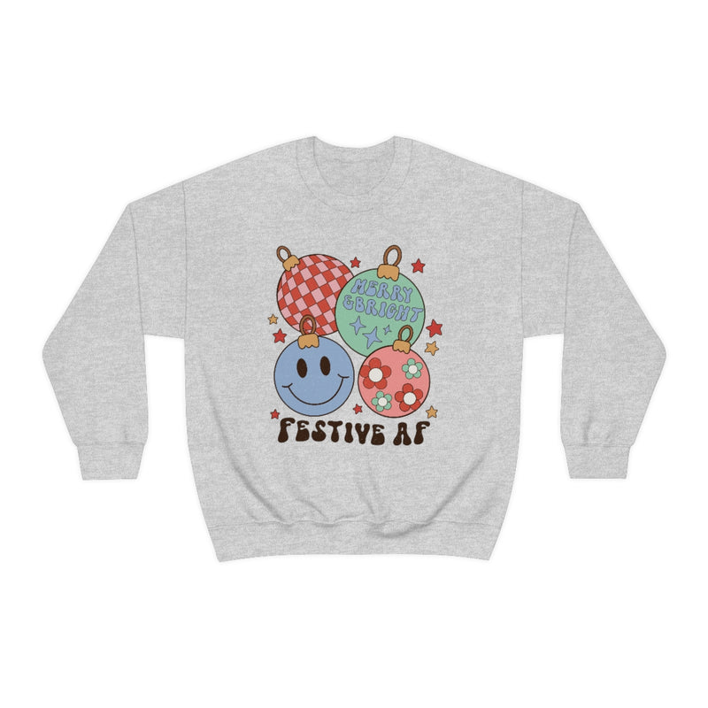 Festive AF (Retro) Unisex Crewneck Sweatshirt